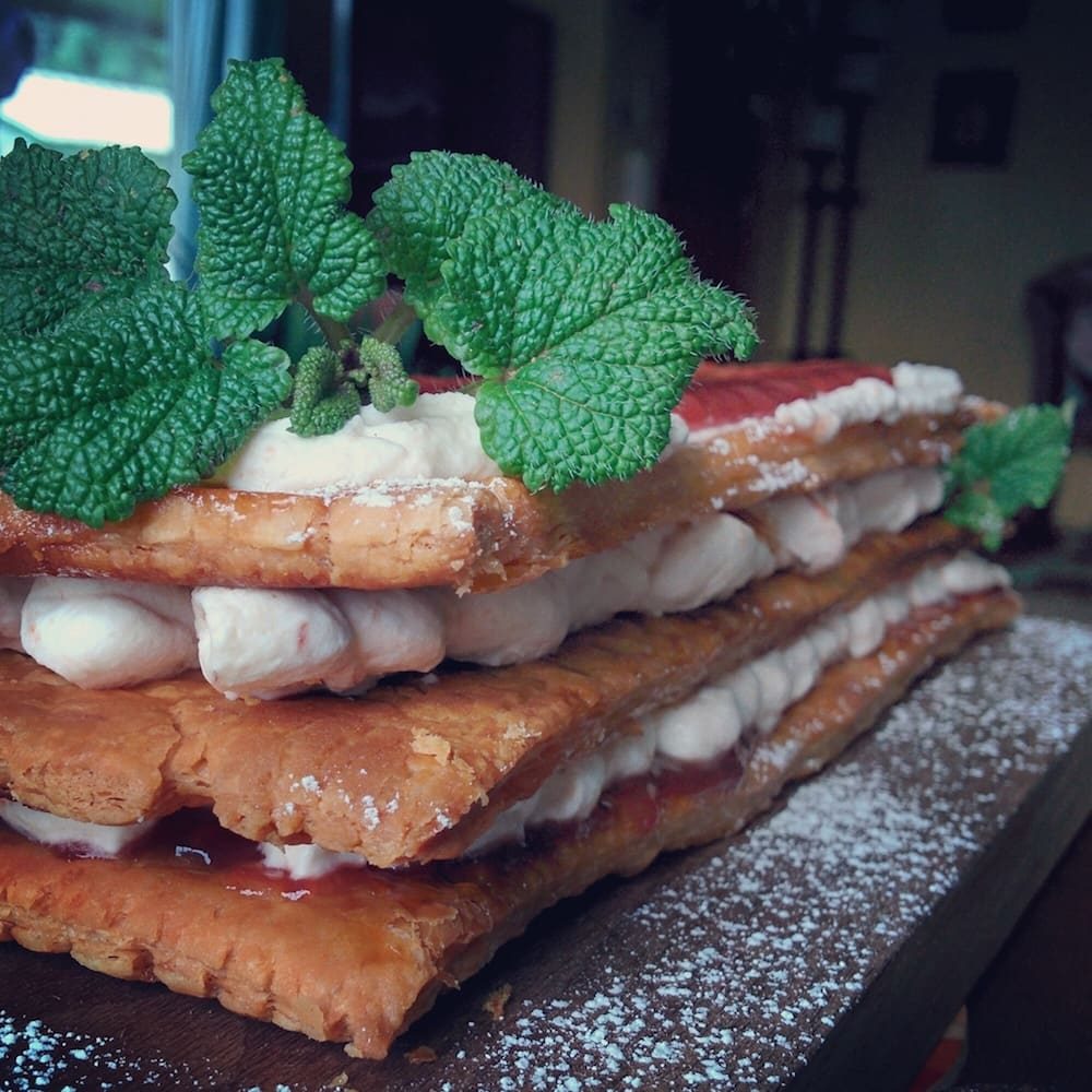 Lemon Balm and Nectarine Preserve Mousse Mille Feuille