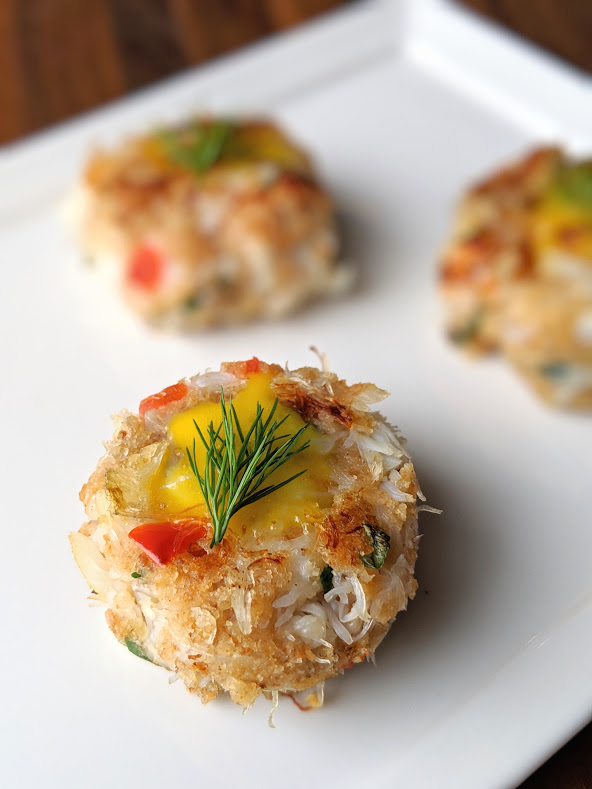 Oregon Linda Brand Dungeness Crab Cakes with Farm Egg Lemon Aioli and Dill