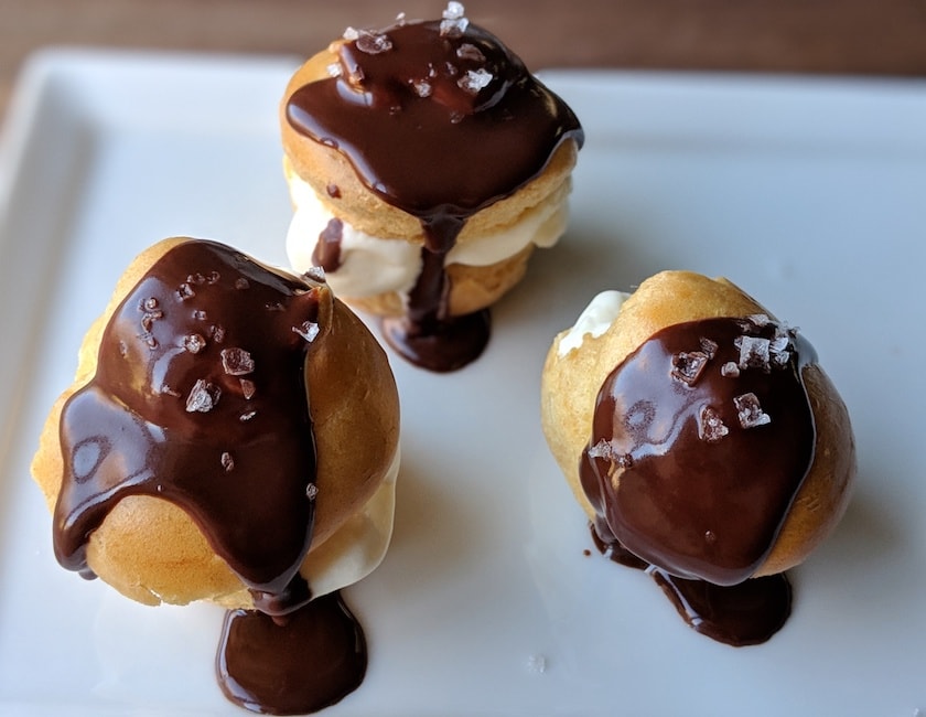 Cream Puffs with Vanilla Ice Cream and Chocolate Sauce copy 2 – Les Saisons