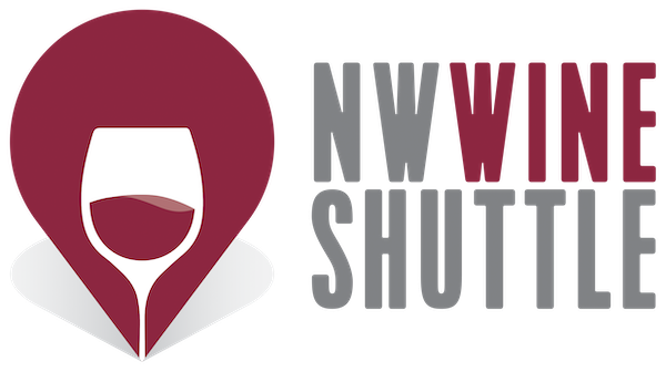 Logo for North West Wine Shuttle text and a graphic of a glass of wine.